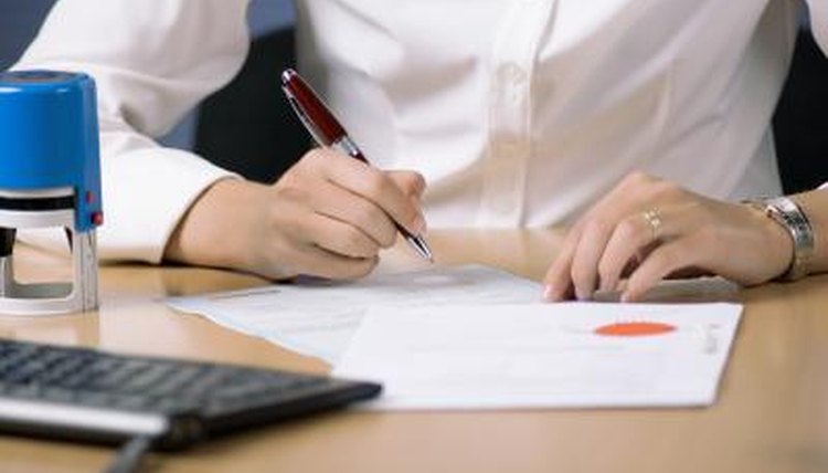 Woman notarizing affidavit