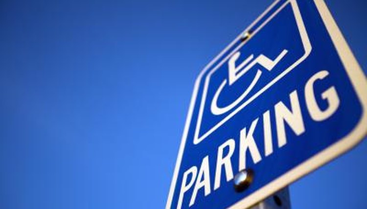 Blue disabled parking sign.