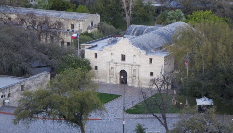 Aerial view of the Alamo in San Antonio, TX.