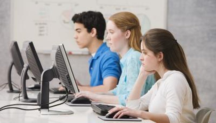 Students taking a test.