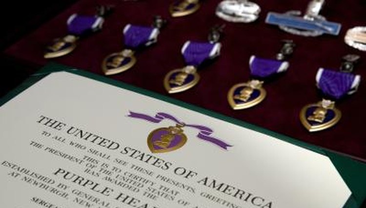 Purple Heart medals on display at Walter Reed Hospital