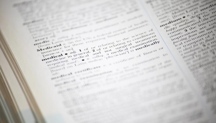 Close up of a dictionary page.