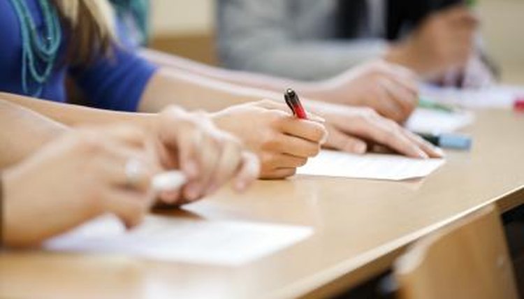 Students taking written test.