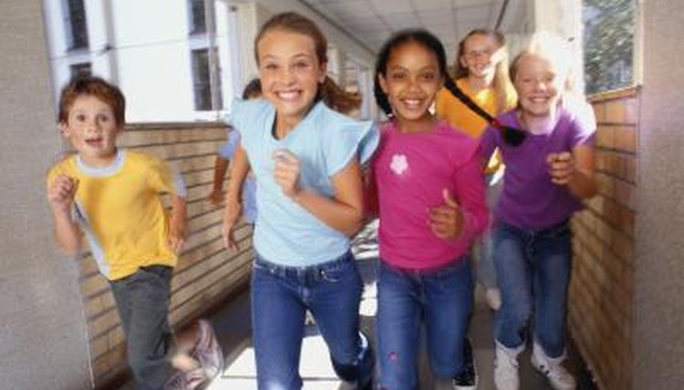 Kids running at school