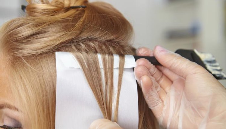 Hair colorist at work.