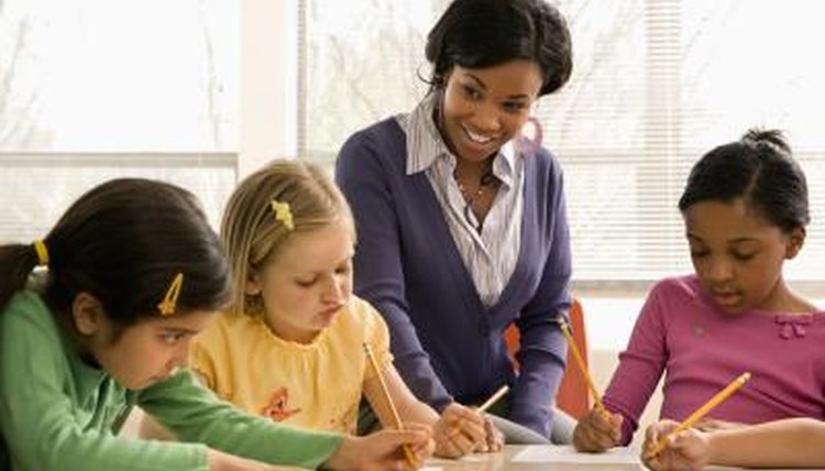 teacher talking to students
