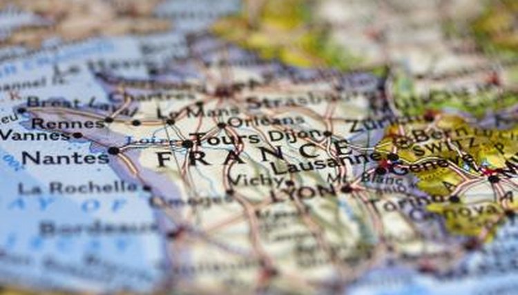 View of France on a map.
