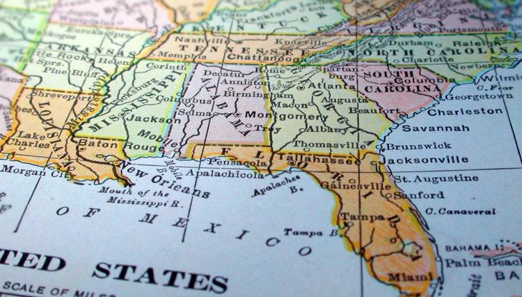 Close-up of United States map