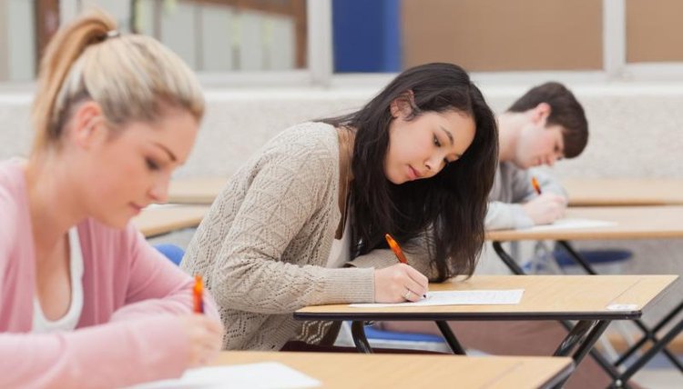 College students sitting for an exam.