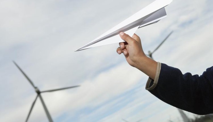 Close-up of folded paper airplane