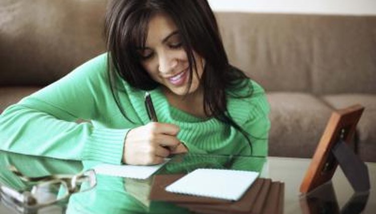 Writing a thank you card
