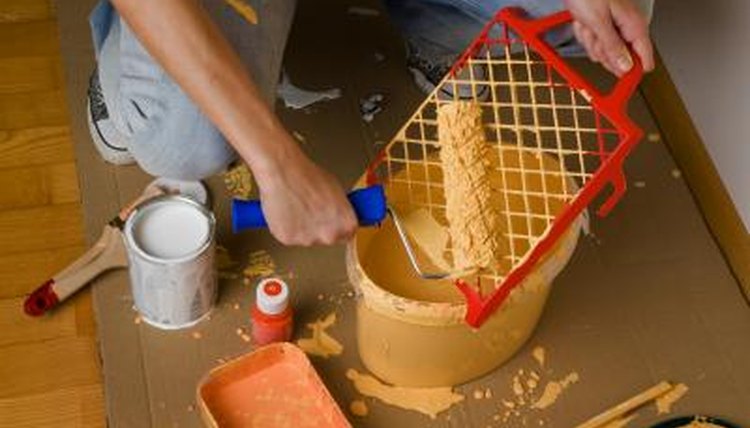 Woman with paint supplies