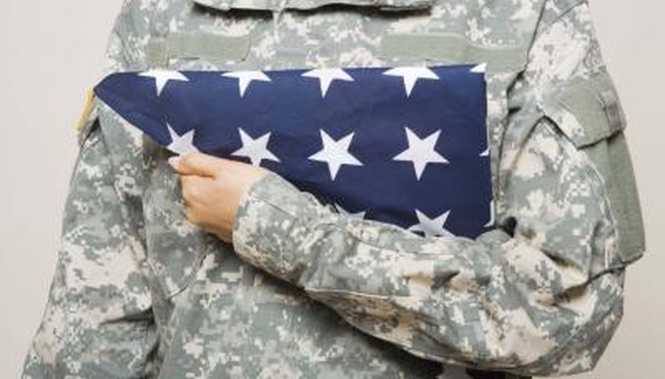 military trainee with flag