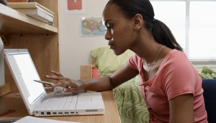 Student at computer