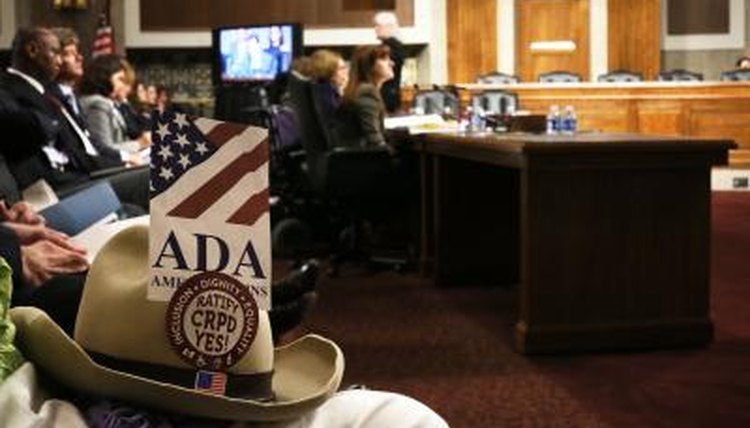 Hat belonging to disability rights advocate who helped pass the Americans with Disabilities Act of 1990, Justin Dart, in Senate hearing in Wash. D.C.