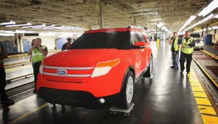 Ford Explorer made out of Lego blocks at Chicago auto assembly line