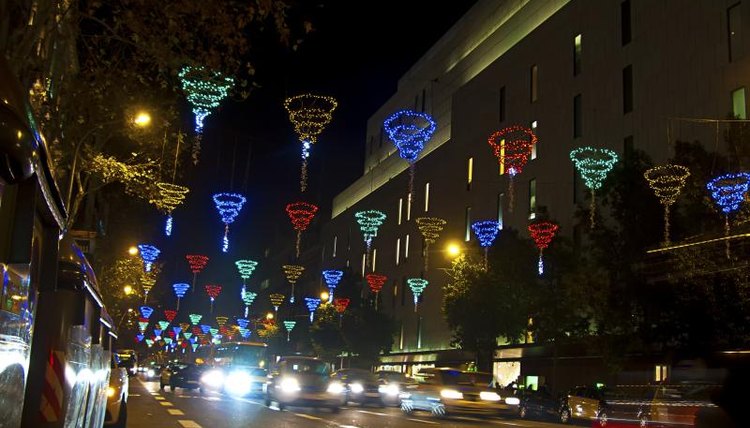 Christmas lights in a Barcelona street.