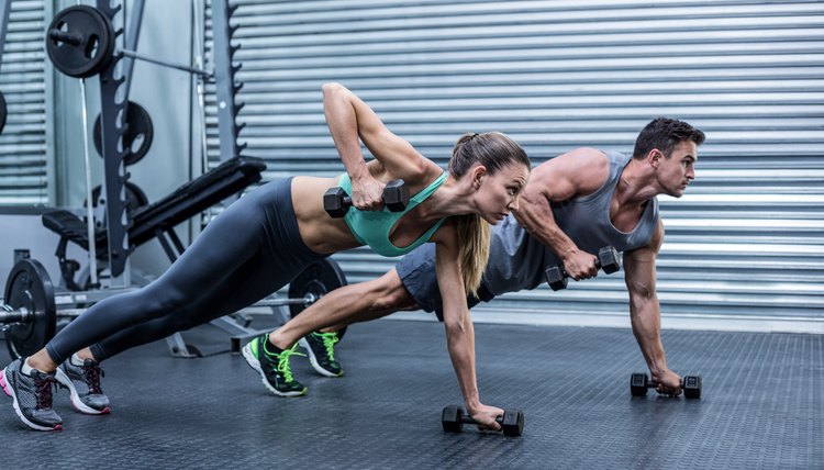 man and woman in gym