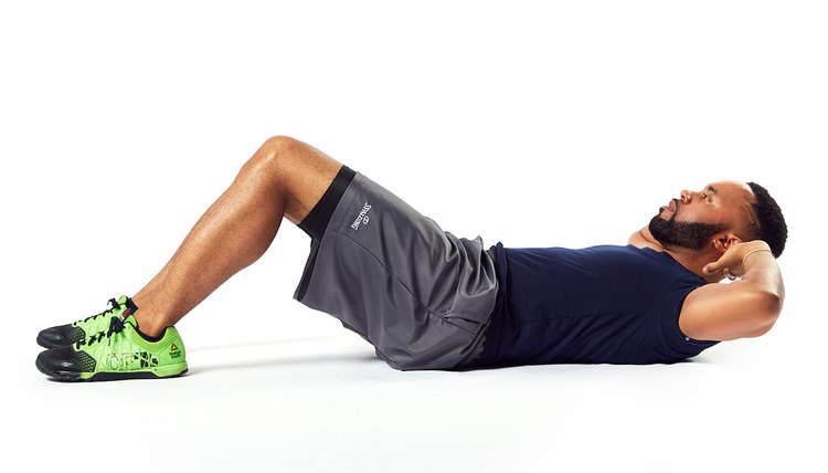 man doing crunches