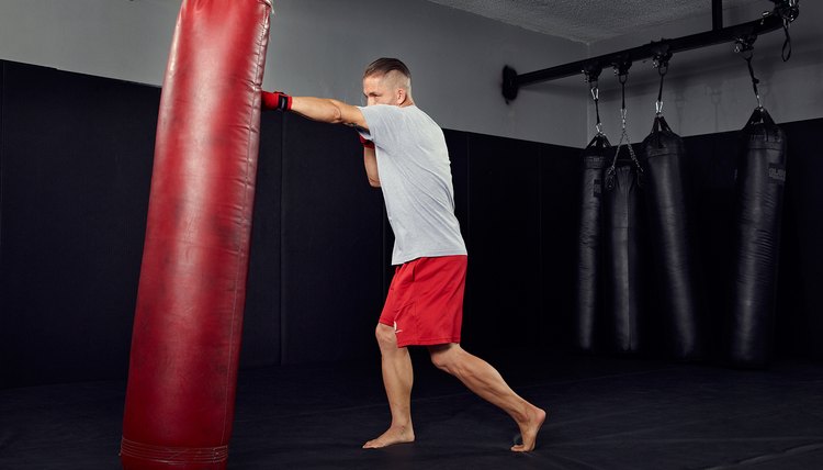 Boxer Training with Punching Bag