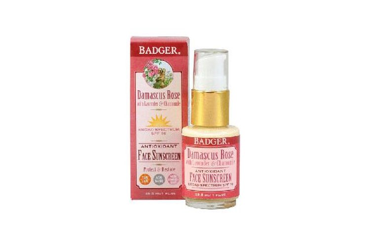 Badger Face Sunscreen Lotion, Damascus Rose, SPF 16.