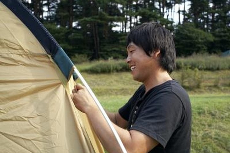 Seiya Kawamoto/Lifesize/Getty Images The TimberTop tent uses poles to support the fabric.