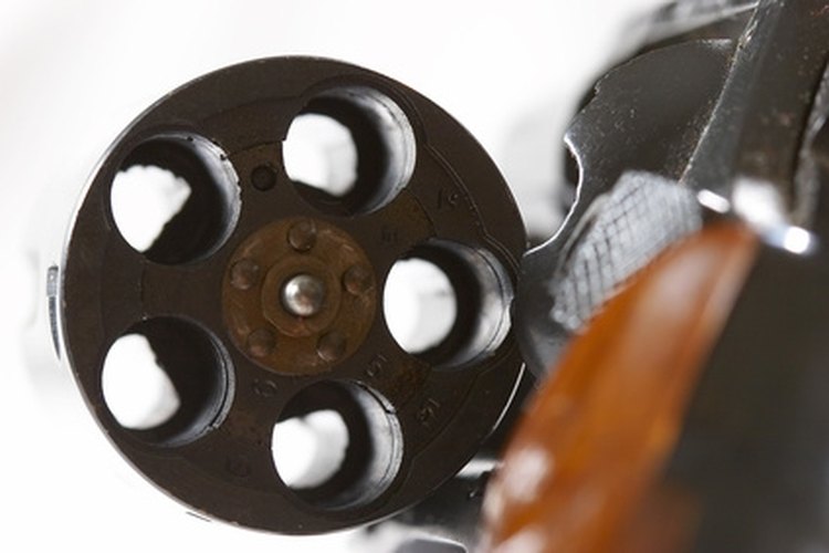 revolver image by AGphotographer from Fotolia.com A five round cylinder on a revolver.