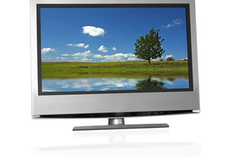 rural landscape on flat screen tv image by javarman from Fotolia.com New flat-screen televisions are mounted on a wall bracket instead of an overhead compartment.