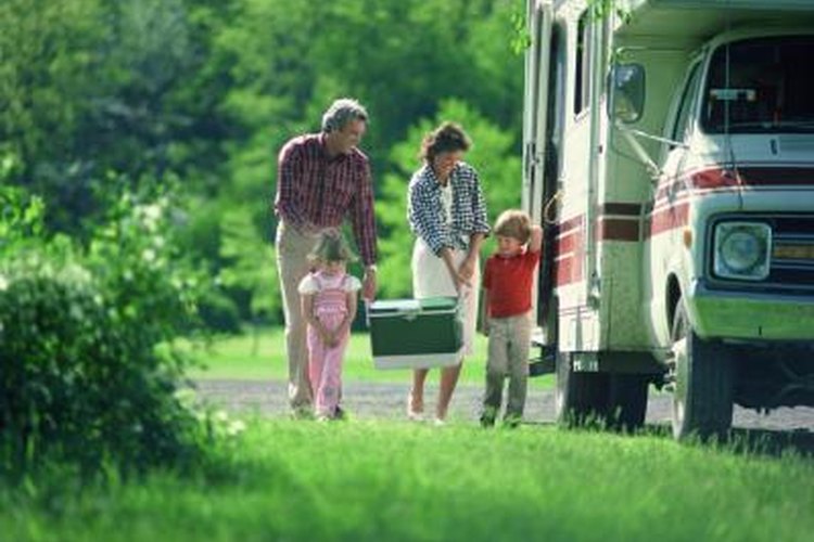 Jupiterimages/Photos.com/Getty Images Campers and RV's generally have awnings for shade and light weather protection.