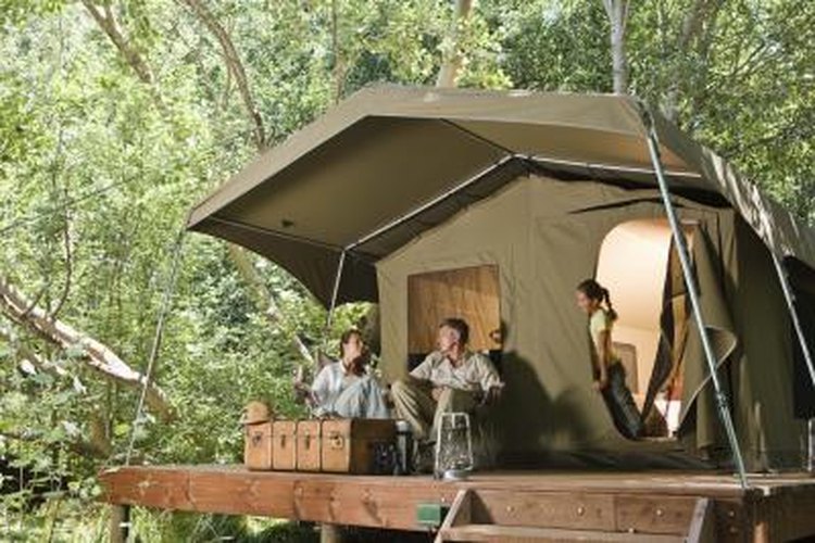 Jupiterimages/Goodshoot/Getty Images For a relaxing night in the tent, inflate an Intex airbed.