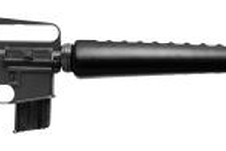 Brand X Pictures/Brand X Pictures/Getty Images The buffer tube extends into the butt stock of the AR-15.