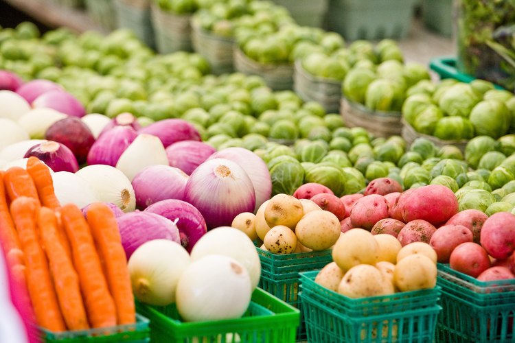 Vegetales en venta en un mercado