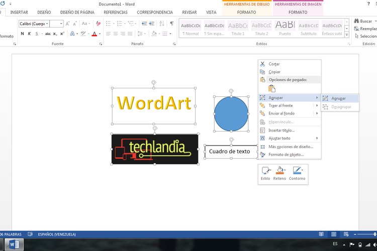 Cómo agrupar objetos en documentos de Microsoft Word
