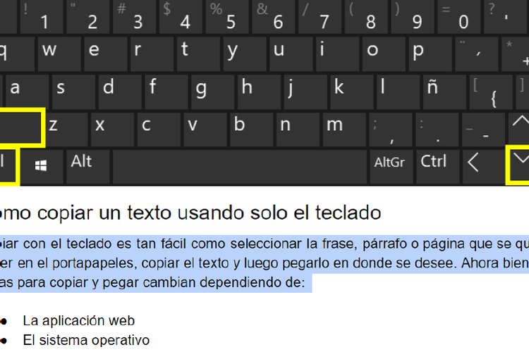 Cómo seleccionar un texto usando los atajos del teclado