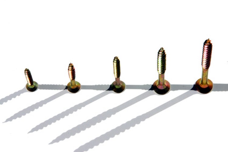 Tamaño y tipos diferentes de tornillos.