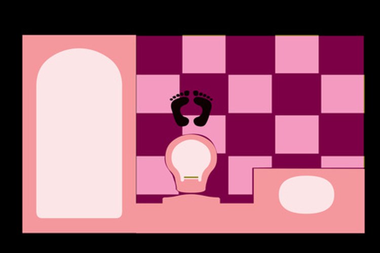 Baño con colores rosado y violeta