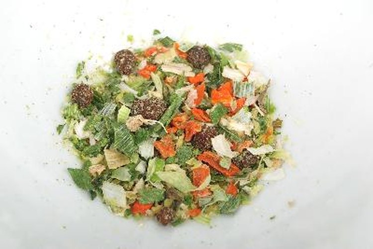 Vegetales deshidratados listos para consumir.