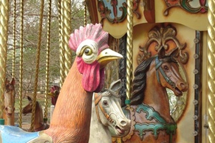 El carrusel se hace con caballos y a veces con otros animales.