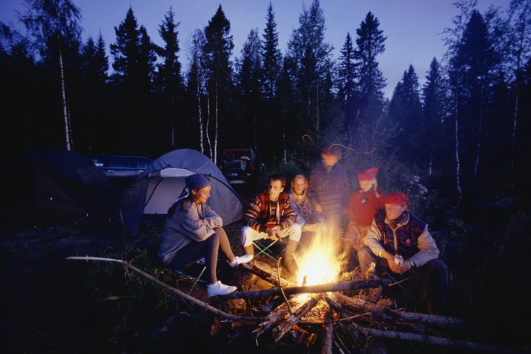 En tus vacaciones puedes acampar en esta montaña con pinos.