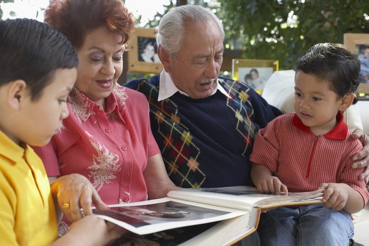 Familia con álbum de fotos