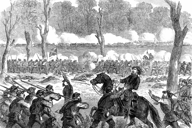 El general Bell herido en batalla durante la Guerra Civil.