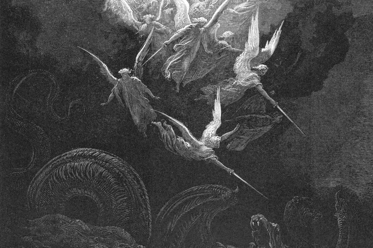 El Arcángel San Miguel frecuentemente se muestra peleando contra una fuerza oscura del mal.
