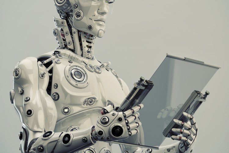 Imagen de un robot con una tableta