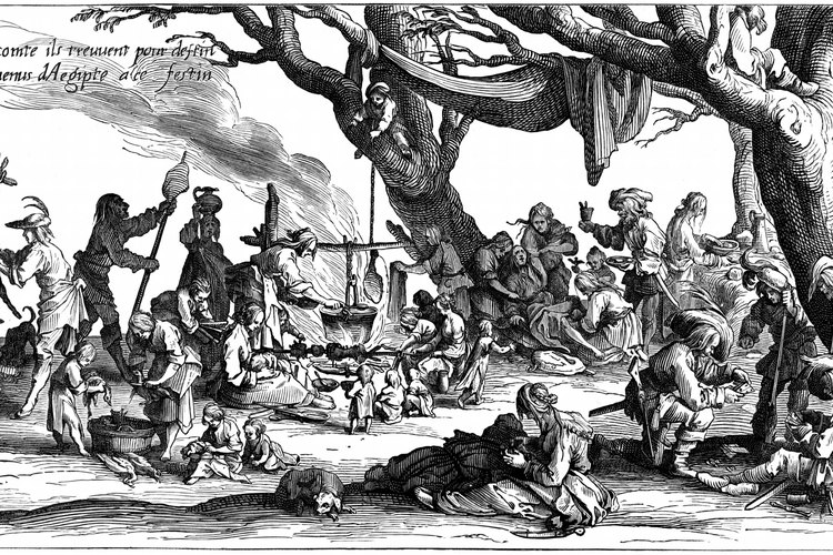 Un campamento de Romani en Europa.