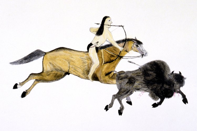 La visión de un artista sioux sobre la caza del bisonte.