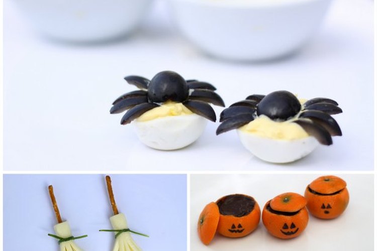 Unos huevos de araña, unas lámparas de calabaza y unas escobas de bruja.