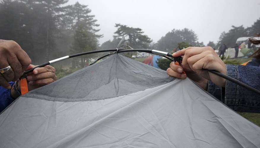 Clean the nylon surface of a tent before storing it.