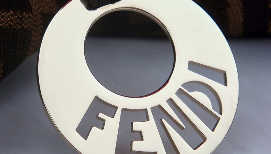 The distinctive Fendi handbag tag.