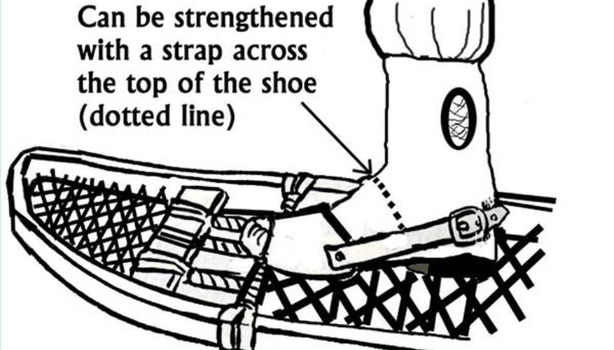 Note the toe strap is tied to the webbing, but the heel is free to lift as you walk.