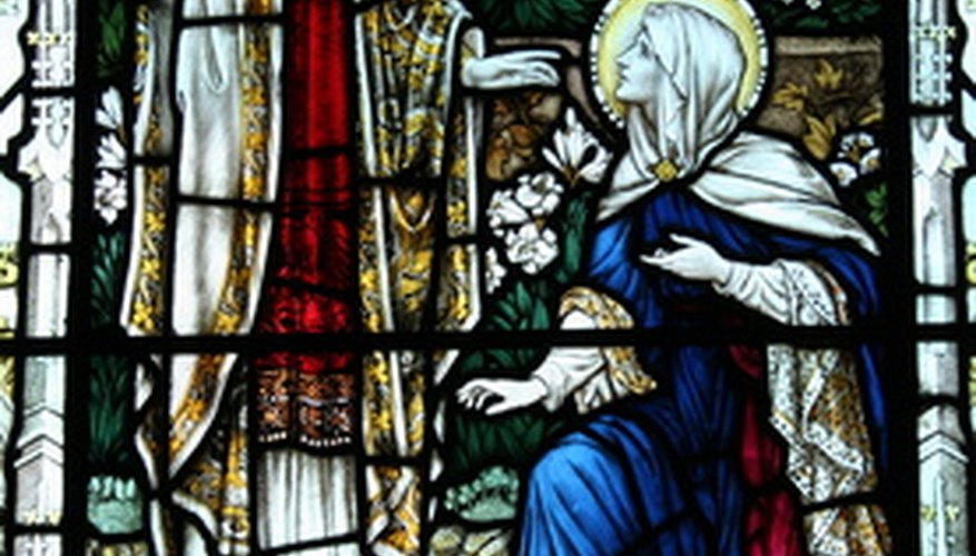 Some windows tell biblical stories.